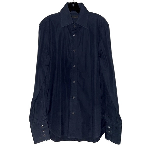 Dsquared² Navy Button Up Dress Shirt XL Fitted​​​​​